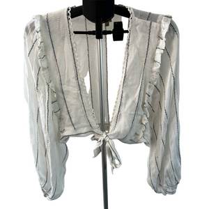 Surf Gypsy‎ tie front top lightweight medium cottagecore bohemian white blue